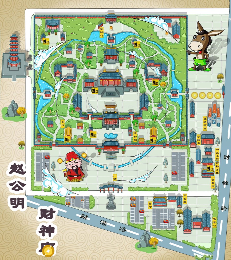 蓬江寺庙类手绘地图